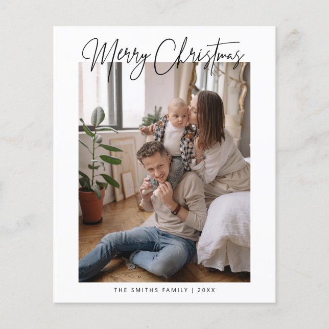 Budget Christmas Holiday Greetings Photo Card Flyer (Front)
