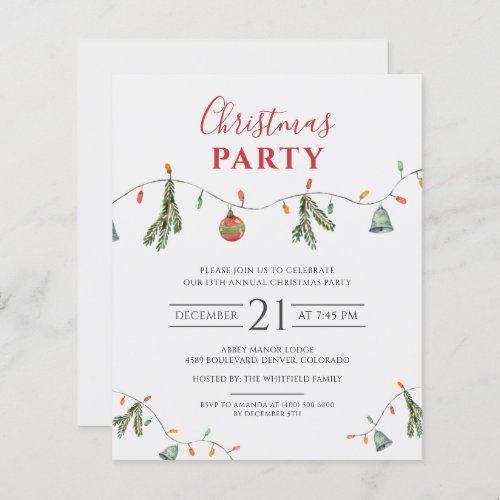 Budget Christmas Holiday Office Party Invitation