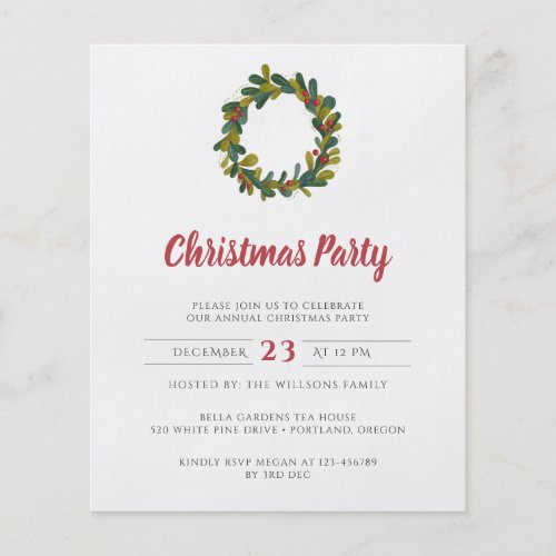 Budget Christmas Holiday Party Invitation Flyer