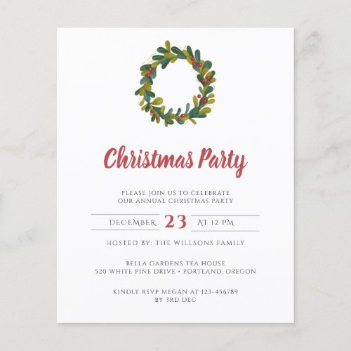 Budget Christmas Holiday Party Invitation Flyer