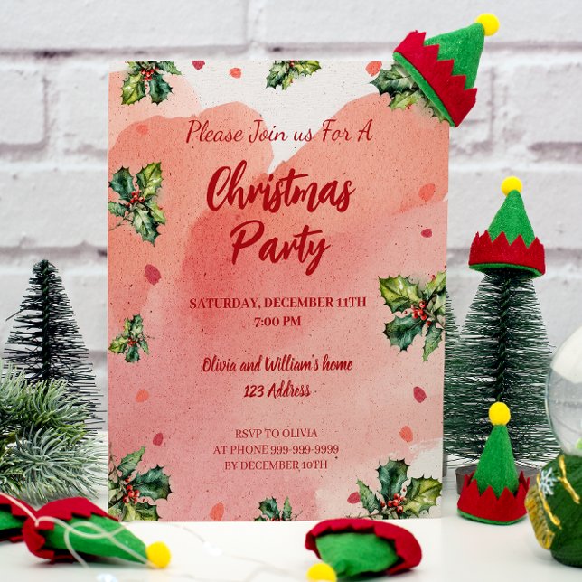 Budget Christmas holiday party invitations holly  Flyer (Creator Uploaded)