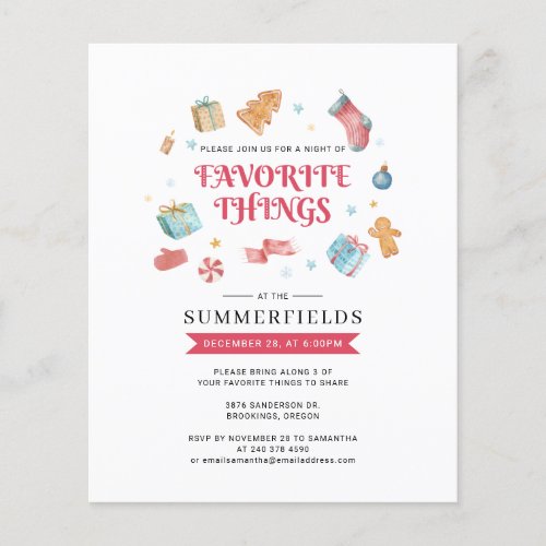 Budget Christmas Holidays Favorite Things Invite