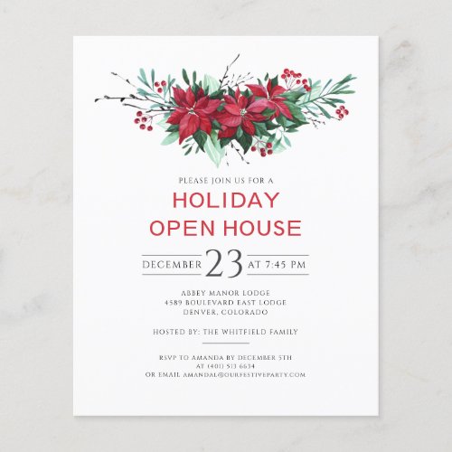 Budget Christmas Holidays Open House Invitation Flyer