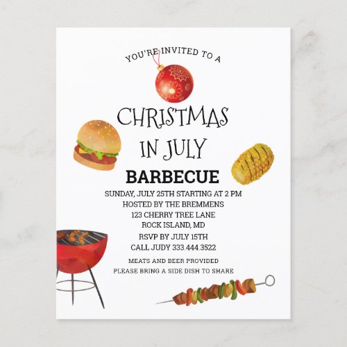 Budget Christmas In July Barbecue Invitation