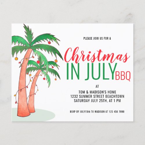 Budget Christmas in July BBQ Party Invitation