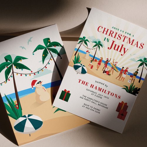 Budget Christmas In July Family Party Invitation