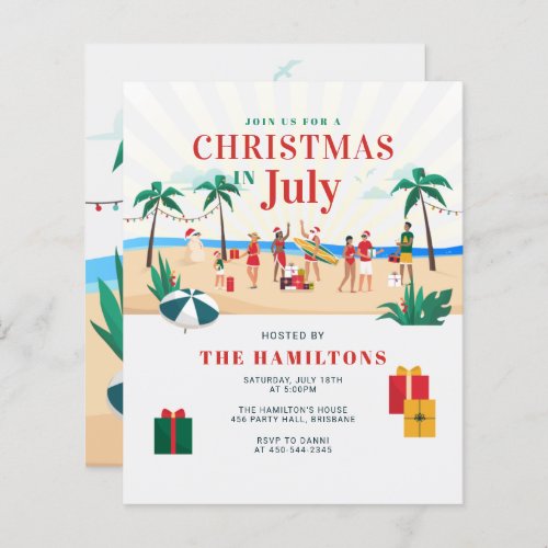 Budget Christmas In July Family Party Invitation