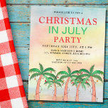 Budget Christmas In July Party Invitation<br><div class="desc">This budget Christmas in July party invitation is decorated with a watercolor sky, palm trees with lights, and baubles. Easily customizable. Use the Design Tool to change the text size, style, or color. Because we create our artwork you won't find this exact image from other designers. Original Watercolor © Michele...</div>