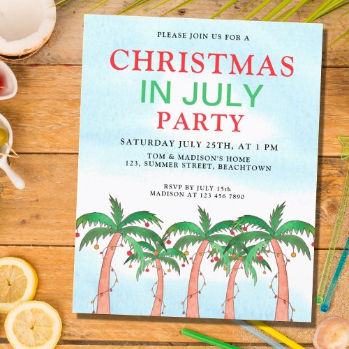 Budget Christmas In July Party Invitation