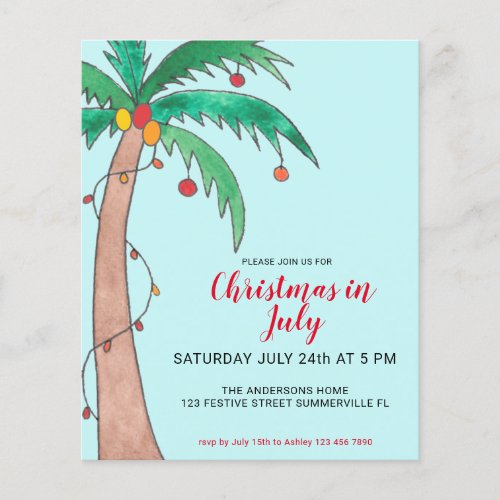 Budget Christmas In July Party Palm Invitation