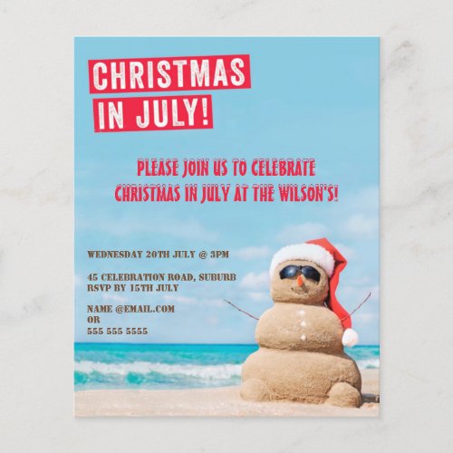 Budget Christmas In July Summer Party Flyer