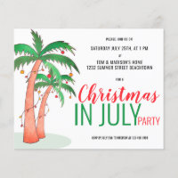 Budget Christmas in July Summer Party Invitation