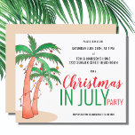 Budget Christmas in July Summer Party Invitation<br><div class="desc">Budget Christmas in July Summer Party Invitation. Let's celebrate Christmas in July with a party! Invite family and friends to your Christmas-themed celebration with this fun invitation featuring hand-drawn palm trees decorated with lights and baubles. Customize these invitations with your details and enjoy the fun! Original Drawing © Michele Davies....</div>
