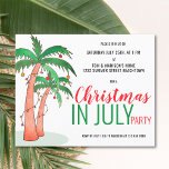 Budget Christmas in July Summer Party Invitation<br><div class="desc">Budget Christmas in July Summer Party Invitation. Let's celebrate Christmas in July with a party! Invite family and friends to your Christmas themed celebration with this fun invitation featuring hand drawn palm trees decorated with lights. Customize these invitations with you details and enjoy the fun! Original Drawing © Michele Davies....</div>