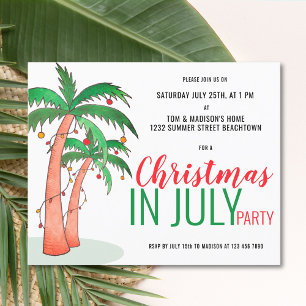 Budget Christmas in July Summer Party Invitation