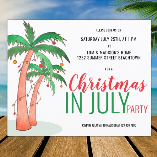 Budget Christmas in July Summer Party Invitation