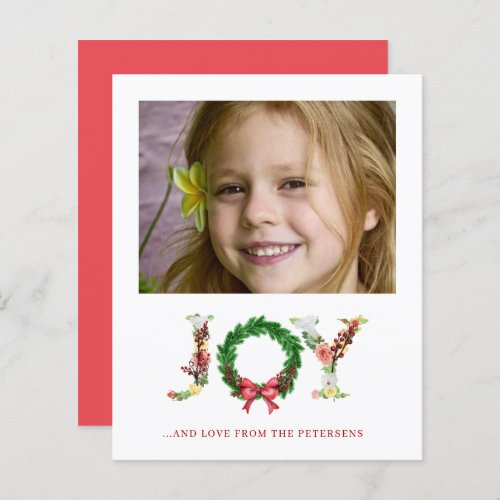 Budget Christmas joy custom photo Holiday Card