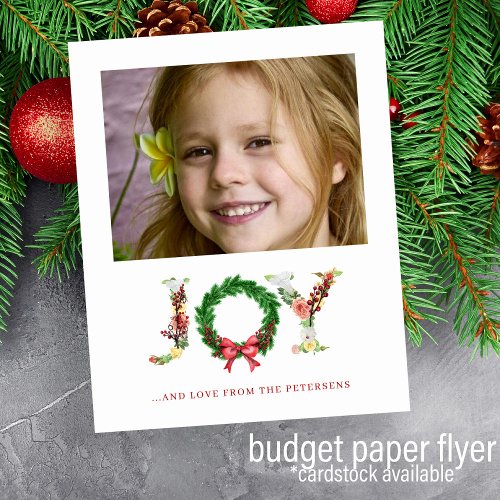 Budget Christmas joy custom photo Holiday Card Flyer