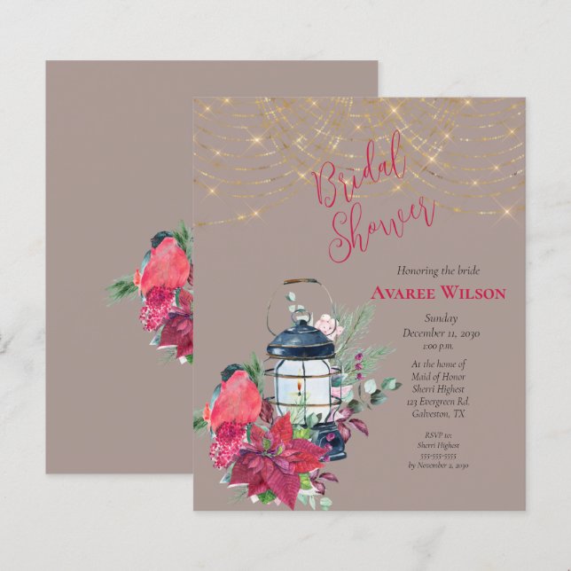 BUDGET Christmas Lantern Poinsettia Evergreens (Front/Back)