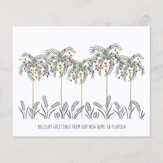Budget Christmas Lights Palm Trees Moving Card (Front)