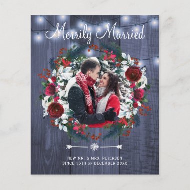 Budget Christmas Merrily Married holiday card