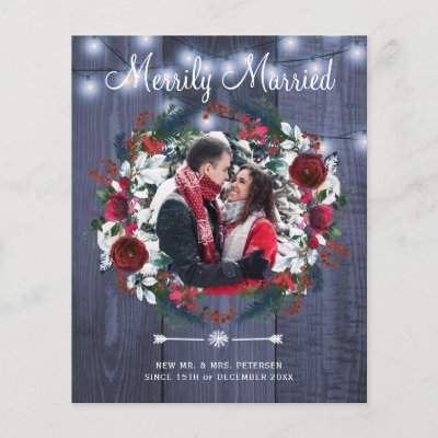 Budget Christmas Merrily Married holiday card