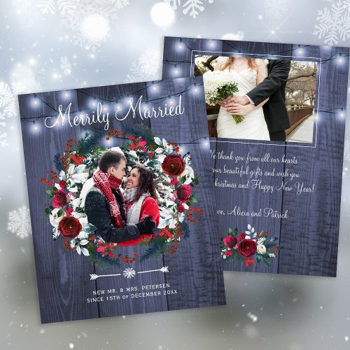 Budget Christmas Merrily Married holiday card