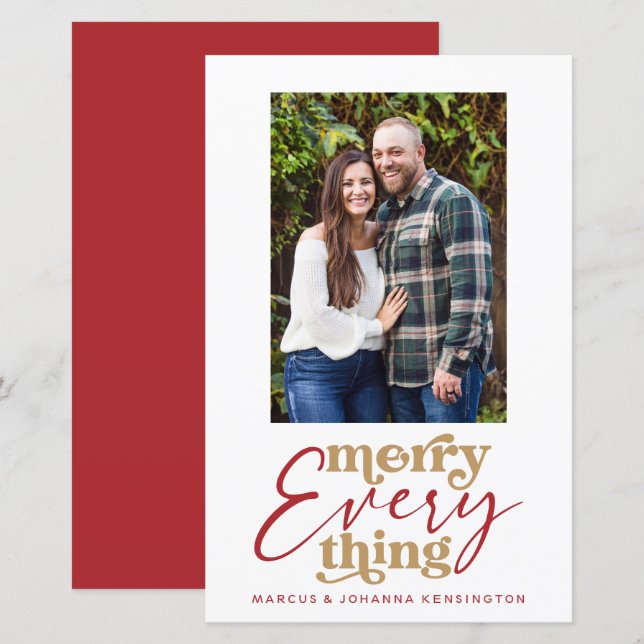 Budget Christmas Merry Everything Holiday Photo  (Front/Back)