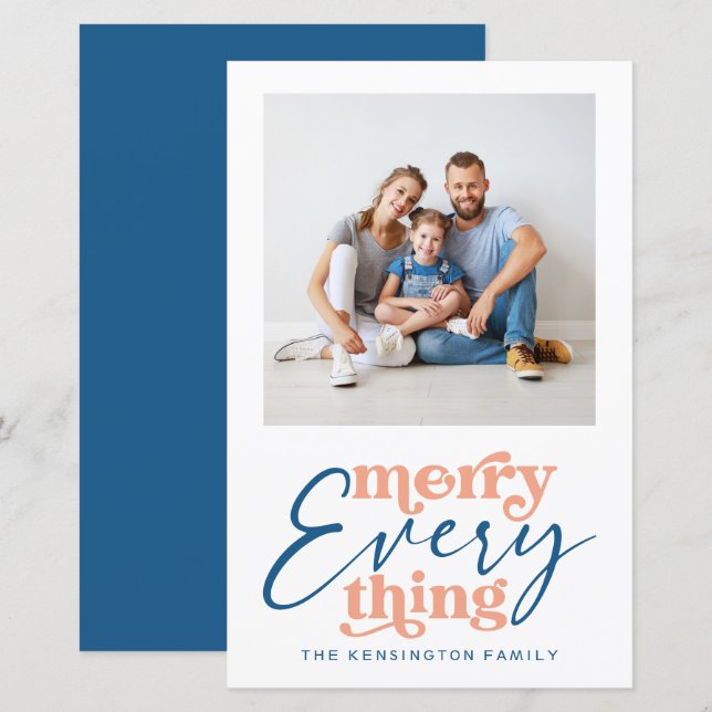 Budget Christmas Merry Everything Holiday Photo (Front/Back)