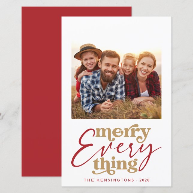 Budget Christmas Merry Everything Holiday Photo  (Front/Back)