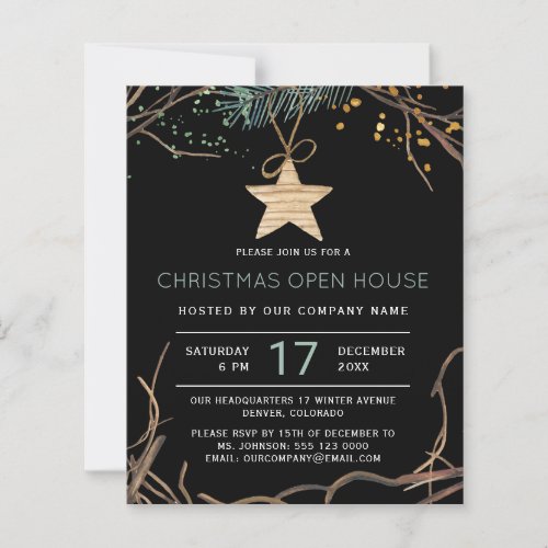 Budget Christmas modern open house invitation