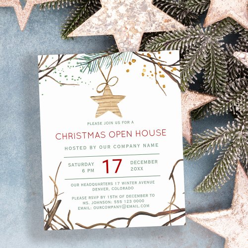 Budget Christmas modern open house invitation