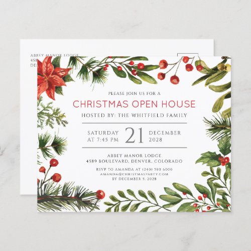 Budget Christmas Open House Botanical Invitation