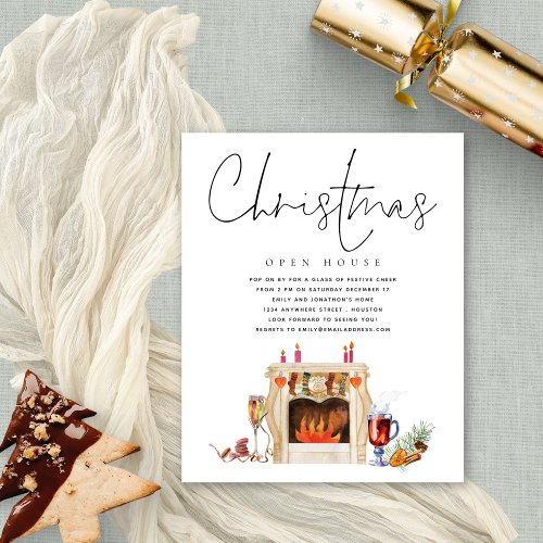 Budget Christmas Open House Fireplace Invitation