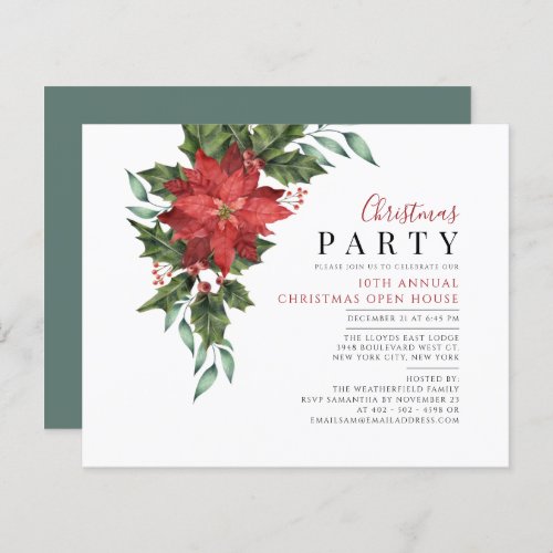 Budget Christmas Open House Floral Invitation