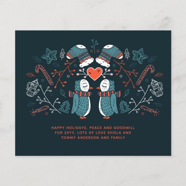 Budget Christmas Owls Hygge Scandinavian Folk Art (Front)