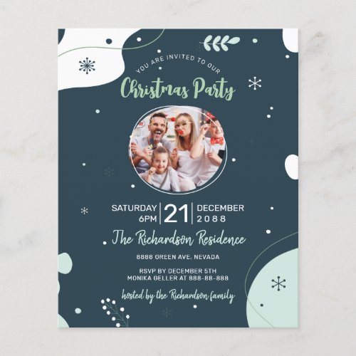 Budget Christmas party family photo invitation