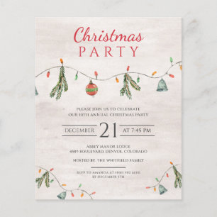 Budget Christmas Party Lights Decor Invitation