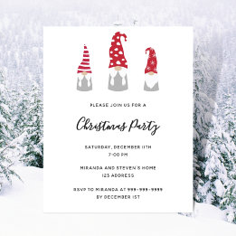 Budget Christmas party modern gnomes invitation