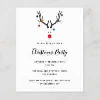 Budget Christmas party modern reindeer invitation