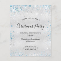 Budget Christmas party silver glitter invitation