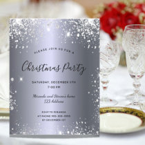 Budget Christmas party silver glitter invitation