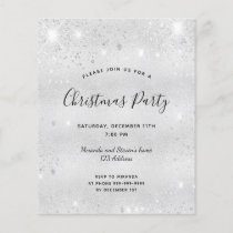 Budget Christmas party silver glitter invitation