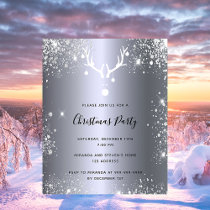 Budget Christmas party silver reindeer invitation