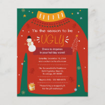 Budget Christmas Party Ugly Sweater Invitation Flyer