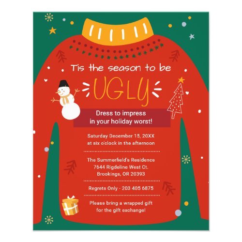 Budget Christmas Party Ugly Sweater Invitation Flyer