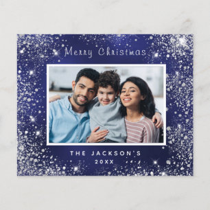 Budget Christmas photo blue glitter dust silver