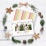 budget Christmas photo collage rainbow cute  Note Card<br><div class="desc">budget Christmas photo collage rainbow cute fun all is bright design. Ideal for a modern family holiday range.</div>