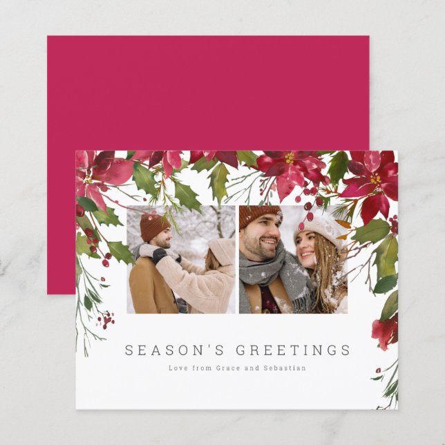 BUDGET Christmas Poinsettia Photo Personalized (Front/Back)