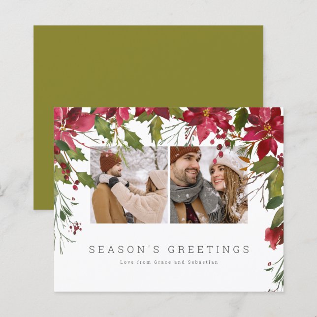 BUDGET Christmas Poinsettia Photo Personalized (Front/Back)